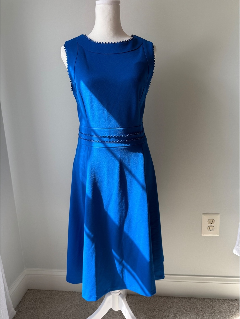 Calvin Klein Cobalt Blue Scalloped Trim Dress